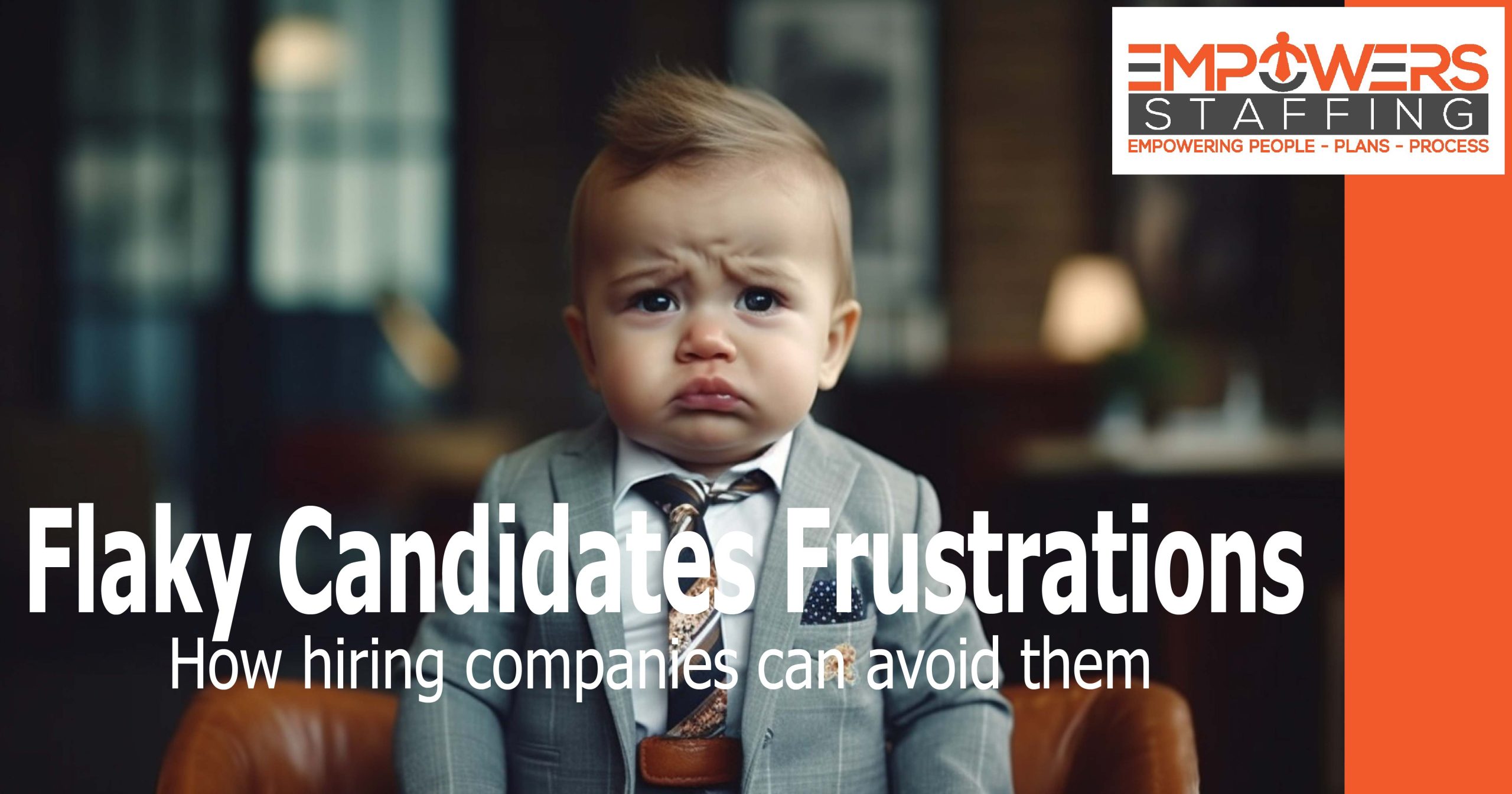 A picture of a frustrated toddler dressed in a suit and tie posing as a boss.